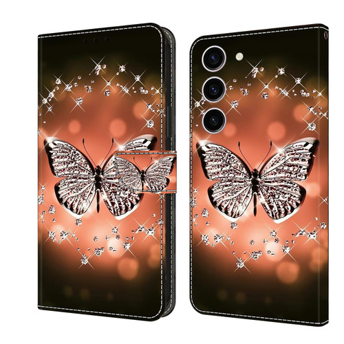 For Samsung Galaxy S24+ 5G Crystal 3D Shockproof Protective Leather Phone Case(Crystal Butterfly)
