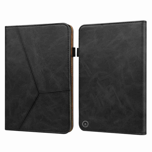 For Amazon Kindle Fire HD 10 2023 Embossed Striped Leather Tablet Case(Black)