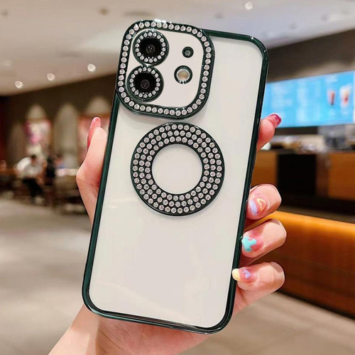 For iPhone 12 Electroplated Diamond TPU Phone Case(Green)