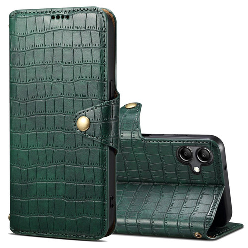 For Samsung Galaxy A05 Denior Crocodile Texture Oil Edge Leather Phone Case(Green)