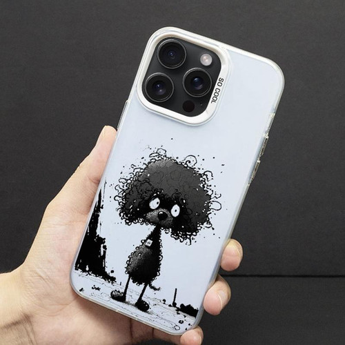 For iPhone 14 Pro Color Ink Frosted PC+TPU Phone Case(Curl Teddy)