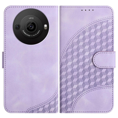 For Sharp Aquos R8 Pro SH-51D YX0060 Elephant Head Embossed Phone Leather Case with Lanyard(Light Purple)
