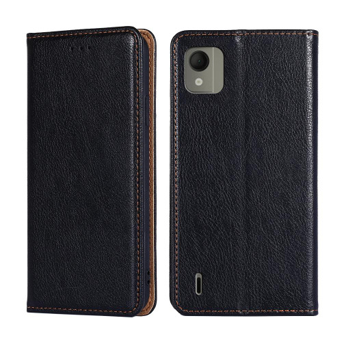 For Nokia C110 4G Gloss Oil Solid Color Magnetic Leather Phone Case(Black)