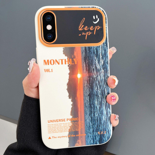 For iPhone XS Max Scenery Pattern Large Window TPU Phone Case(White Sea Sunrise)