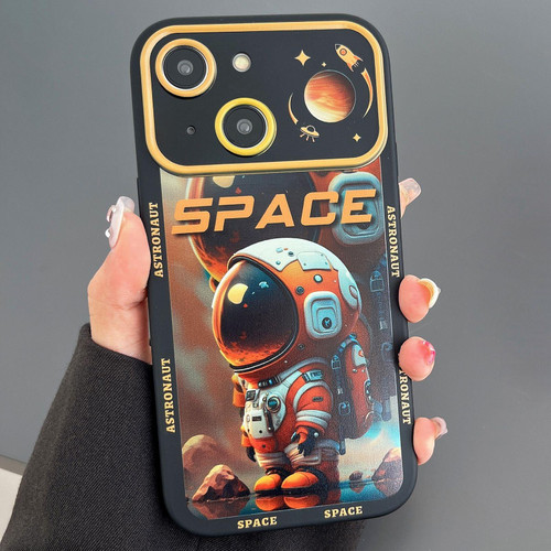 For iPhone 13 Astronaut Pattern Large Window TPU Phone Case(Orange)