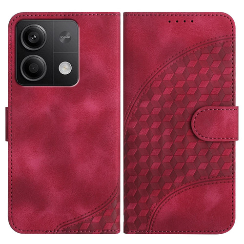 For Xiaomi Redmi Note 13 5G YX0060 Elephant Head Embossed Phone Leather Case with Lanyard(Rose Red)