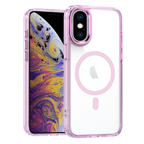 For iPhone XS Max MagSafe Magnetic Clear Phone Case(Pink)