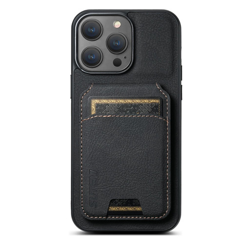 For iPhone 11 Pro Max Suteni H02 Litchi Leather Card Wallet Stand Back Phone Case(Black)