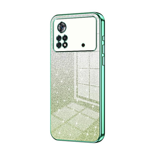 For Xiaomi Poco X4 Pro 5G Gradient Glitter Powder Electroplated Phone Case(Green)