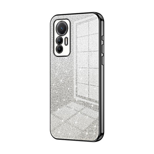 For Xiaomi 12 Lite Gradient Glitter Powder Electroplated Phone Case(Black)