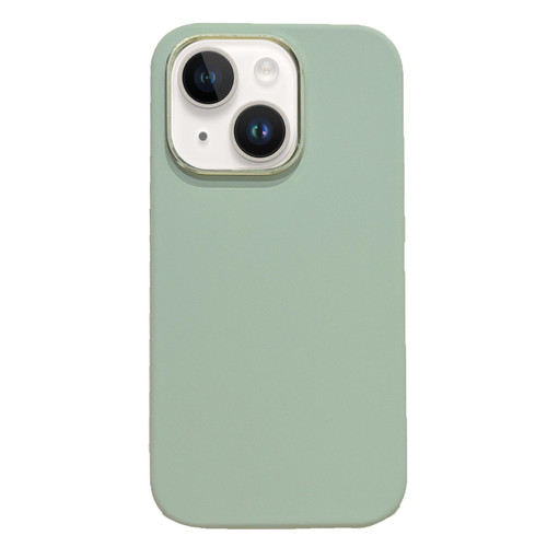 For iPhone 15 Plus Electroplated Metal Lens Frame Design MagSafe Silicone Phone Case(Light Green)