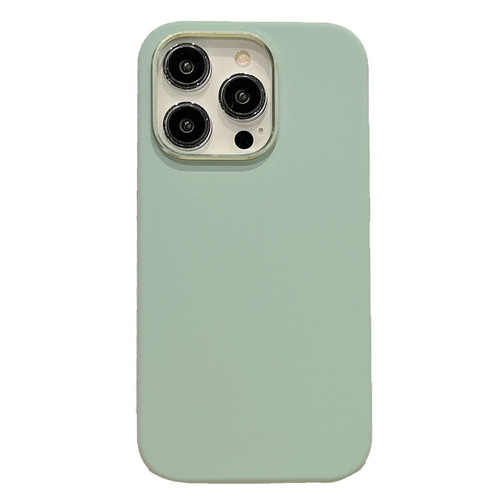 For iPhone 15 Pro Electroplated Metal Lens Frame Design MagSafe Silicone Phone Case(Light Green)