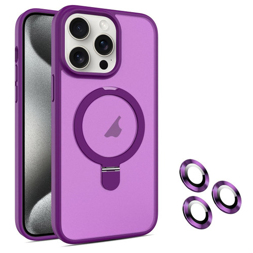 For iPhone 15 Pro Max MagSafe Magnetic Holder Phone Case(Dark Purple)