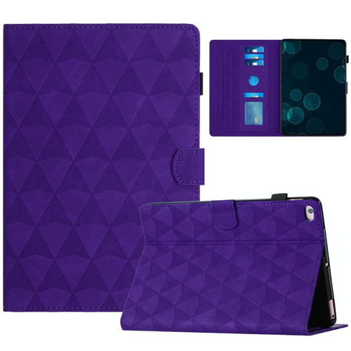 For iPad mini 5 / 4 / 3 / 2 / 1 Diamond Texture Embossed Leather Smart Tablet Case(Purple)