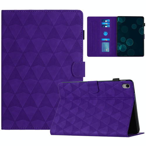 For iPad mini 6 Diamond Texture Embossed Leather Smart Tablet Case(Purple)