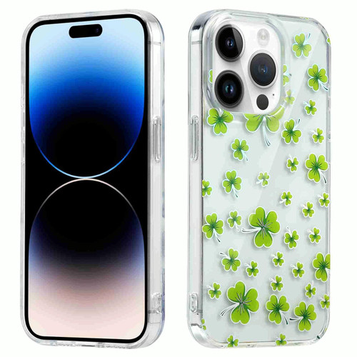 For iPhone 14 Pro Max Electroplated Symphony Phone Case(Four-leaf-clover)