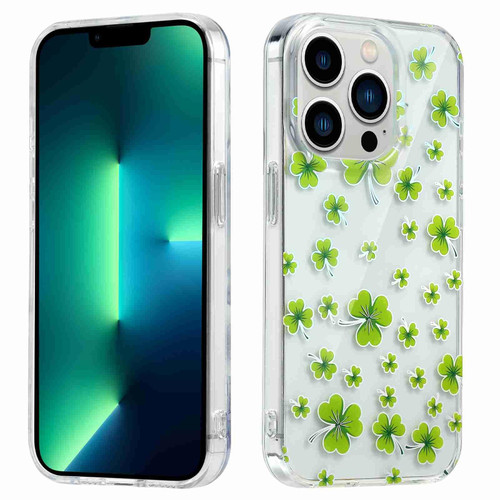 For iPhone 13 Pro Electroplated Symphony Phone Case(Four-leaf-clover)