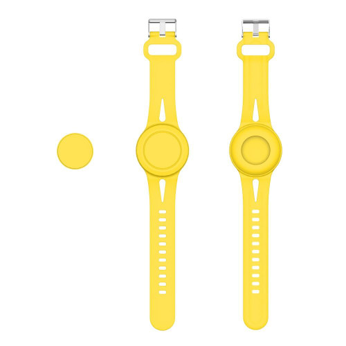 For AirTag Watch Strap Tracker Silicone Protective Case Anti-lost Device Cover, Color: Yellow