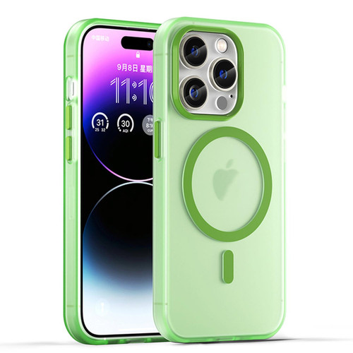 For iPhone 14 Pro MagSafe Frosted Translucent TPU + PC Full Coverage Phone Case(Green)