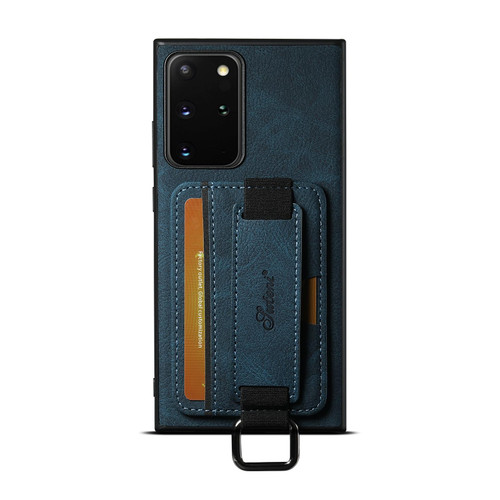 For Samsuny Galaxy Note20 Ultra 5G Suteni H13 Litchi Leather Wrist Strap Wallet Back Phone Case(Blue)