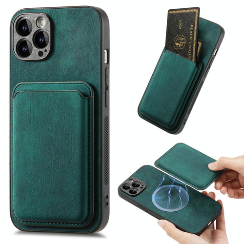 For iPhone 14 Pro Max Retro Leather Card Bag Magnetic Phone Case(Green)