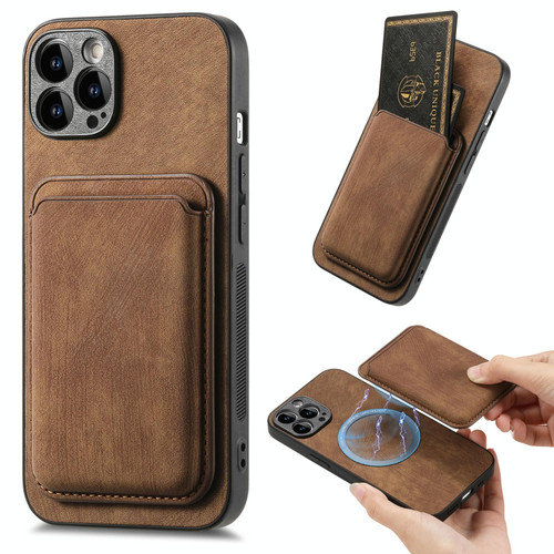 For iPhone 14 Pro Retro Leather Card Bag Magnetic Phone Case(Brown)