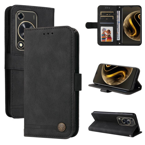 For Huawei Enjoy 70 Skin Feel Life Tree Metal Button Leather Phone Case(Black)