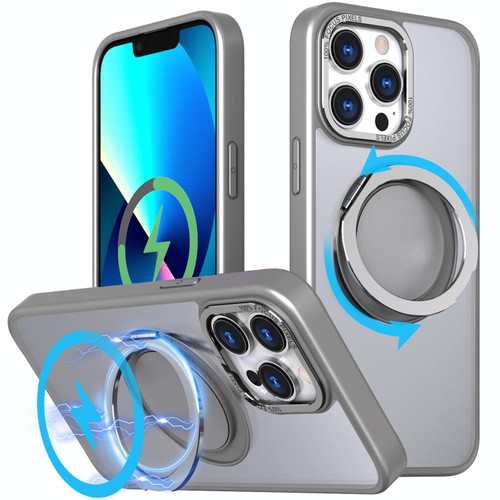 For iPhone 13 Pro Max 360-degree Rotating MagSafe Magnetic Holder Phone Case(Titanium Grey)