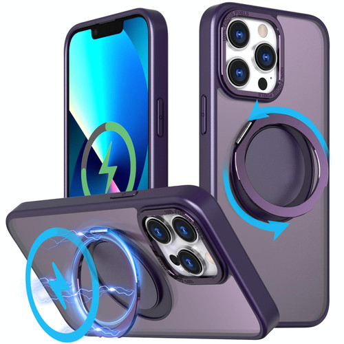 For iPhone 13 Pro Max 360-degree Rotating MagSafe Magnetic Holder Phone Case(Purple)