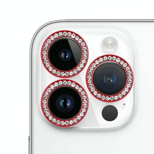 9H Point Drill Camera Lens Protector Ring For iPhone 15 Pro Max / 15 Pro(Red)