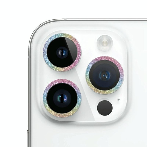 Glitter Ring Tempered Glass Camera Lens Film For iPhone 15 Pro / 15 Pro Max(Colorful)