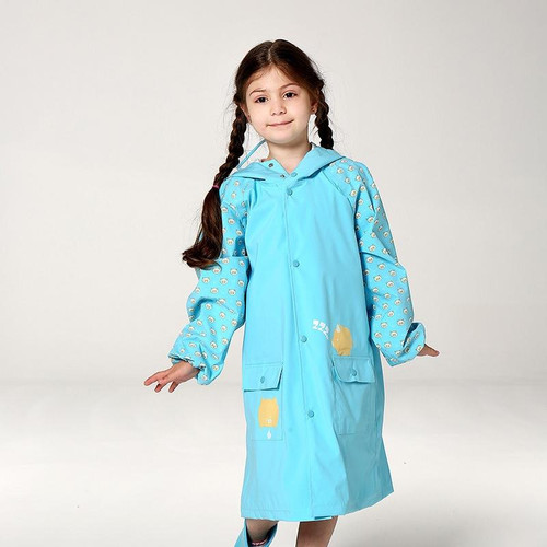 Siamese Children Raincoat Hooded Raincoat, Size: M(Blue)