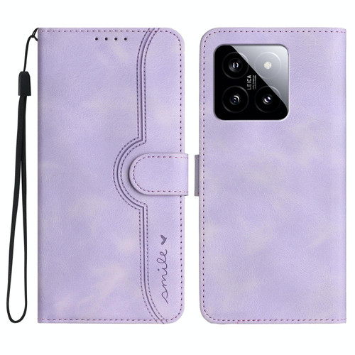 For Xiaomi 14 Heart Pattern Skin Feel Leather Phone Case(Purple)