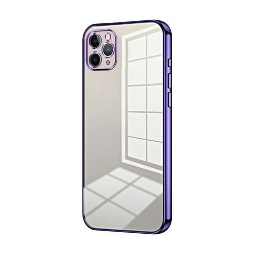For iPhone 11 Pro Max Transparent Plating Fine Hole Phone Case(Purple)