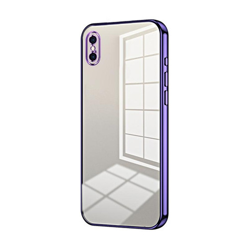 For iPhone XS Max Transparent Plating Fine Hole Phone Case(Purple)