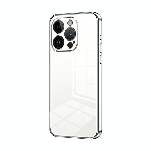 For iPhone 14 Pro Transparent Plating Fine Hole Phone Case(Silver)