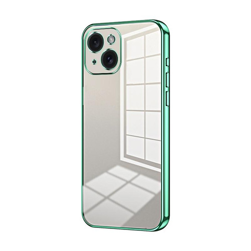 For iPhone 15 Transparent Plating Fine Hole Phone Case(Green)