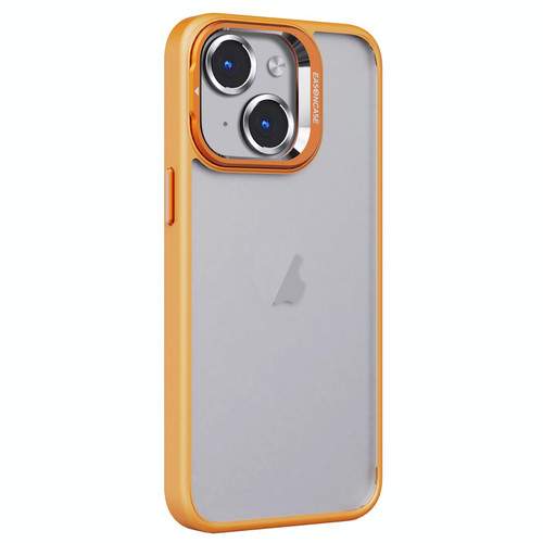 For iPhone 14 Invisible Lens Holder PC + TPU Frosted Phone Case(Orange)