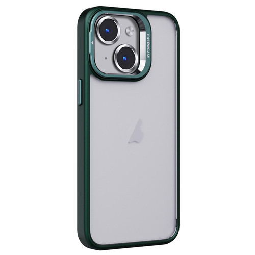 For iPhone 14 Invisible Lens Holder PC + TPU Frosted Phone Case(Green)