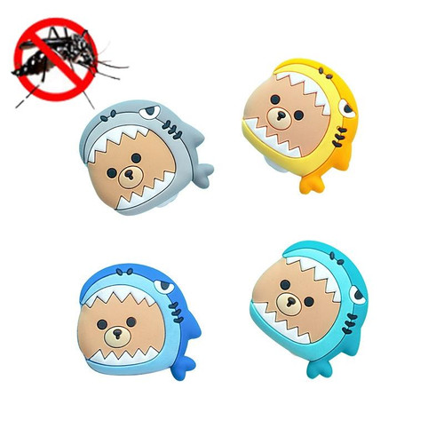 QW00063 4 PCS Cartoon Plant Essential Oil Mosquito Clip Summer Student Children Outdoor Mosquito Hairpin Headdress Color Random Delivery