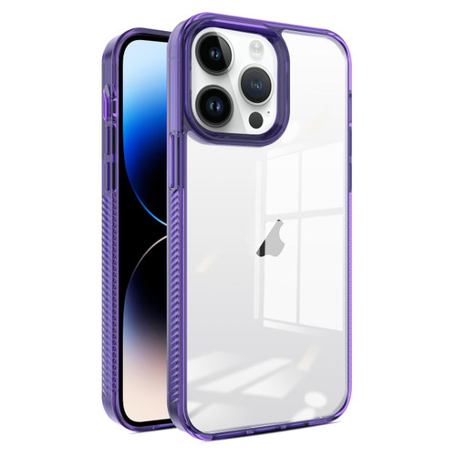 For iPhone 14 Pro 2.5mm Anti-slip Clear Acrylic Hybrid TPU Phone Case(Deep Purple)