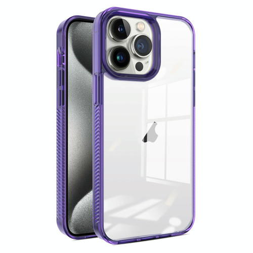 For iPhone 15 Pro 2.5mm Anti-slip Clear Acrylic Hybrid TPU Phone Case(Deep Purple)