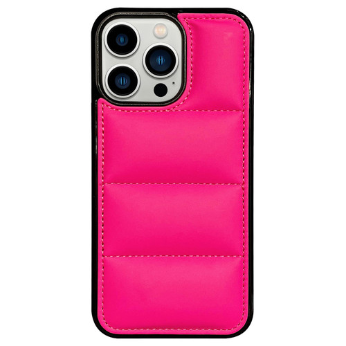 For iPhone 12 Pro Big Hole Eiderdown Airbag Phone Case(Rose Red)