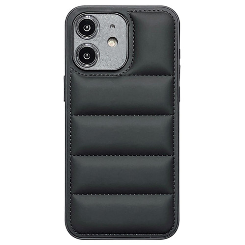 For iPhone 12 Fine Hole Eiderdown Airbag Phone Case(Black)