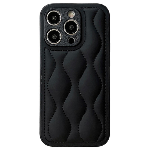 For iPhone 12 Pro Max Fine Hole 8-shaped Texture Eiderdown Airbag Phone Case(Black)