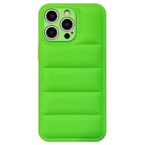 For iPhone 12 Pro Fine Hole Eiderdown Airbag Phone Case(Green)