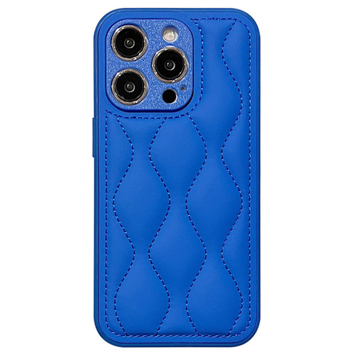 For iPhone 12 Pro Max Fine Hole 8-shaped Texture Eiderdown Airbag Phone Case(Blue)