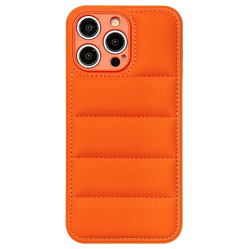 For iPhone 13 Pro Max Fine Hole Eiderdown Airbag Phone Case(Orange)