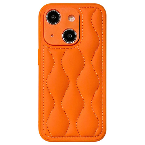 For iPhone 13 Fine Hole 8-shaped Texture Eiderdown Airbag Phone Case(Orange)