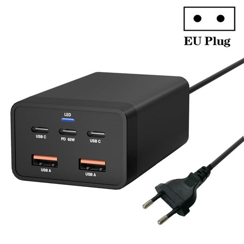 GAN 125W PD65W Dual Type-C + QC3.0 USB Multi Compatible Notebook Adapter EU Plug